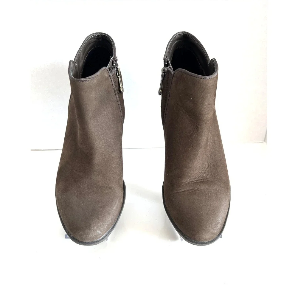 Blondo Waterproof Brown Nubuck Ankle Bootie Women's Size 7 Zip 2-inch‎ heel